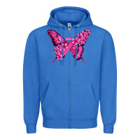 True Royal pink ribbon breast cancer butterfly Zipper Hoodie - Jasminsmagicworld