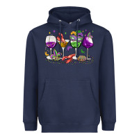 Navy mardi gras wine glasses Heavyweight Hoodie - MaliasSmallBusiness