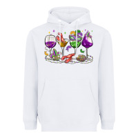 White mardi gras wine glasses Heavyweight Hoodie - MaliasSmallBusiness