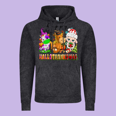 Happy Hallothanksmas Farm Animals Vintage Hoodie Designed By Texasbilliewilder