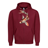 Burgundy Koi Fish Zipper Hoodie - LillyAllenDesigns