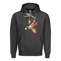 Charcoal Heather Koi Fish Zipper Hoodie - LillyAllenDesigns
