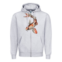Heather Grey Koi Fish Zipper Hoodie - LillyAllenDesigns