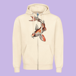 Koi Fish Zipper Hoodie Designed By Lillyallendesigns