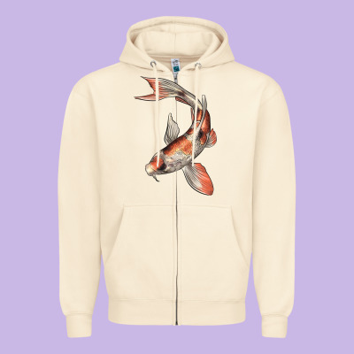Koi Fish Zipper Hoodie Designed By Lillyallendesigns