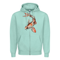Seafoam Koi Fish Zipper Hoodie - LillyAllenDesigns