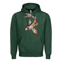 Sports Green Koi Fish Zipper Hoodie - LillyAllenDesigns