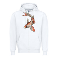 White Koi Fish Zipper Hoodie - LillyAllenDesigns