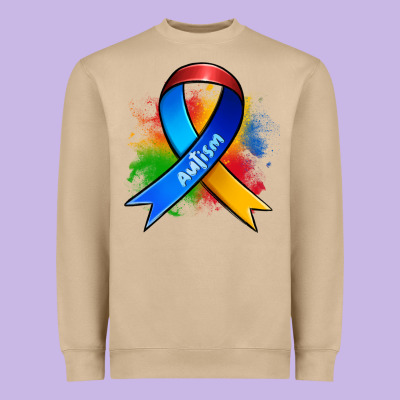 Autism Ribbon Heavyweight Sweatshirt Designed By Zillion Design Studio