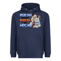 Navy reading because murder is wrong Heavyweight Hoodie - MaliasSmallBusiness