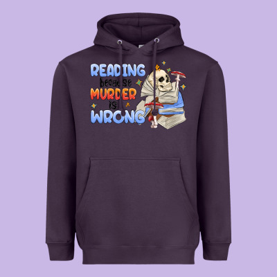 Reading Because Murder Is Wrong Heavyweight Hoodie Designed By Maliassmallbusiness