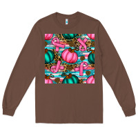 Chestnut breast cancer awareness with pumpkins seamless pattern Long Sleeve Tee - BundleAndBundleShop