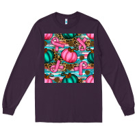 Plum breast cancer awareness with pumpkins seamless pattern Long Sleeve Tee - BundleAndBundleShop