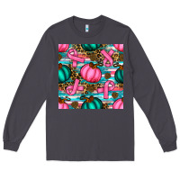Smoke breast cancer awareness with pumpkins seamless pattern Long Sleeve Tee - BundleAndBundleShop