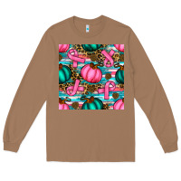 Toasted Coconut breast cancer awareness with pumpkins seamless pattern Long Sleeve Tee - BundleAndBundleShop