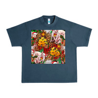 Midnight Navy christmas pig  tartan with  hay and christmas ligh Urban Heavy Tee - FaDigitalArtStudio