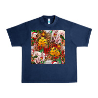 Navy christmas pig  tartan with  hay and christmas ligh Urban Heavy Tee - FaDigitalArtStudio