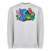 Heather Grey autism stitch heart Heavyweight Sweatshirt - Zillion Design Studio