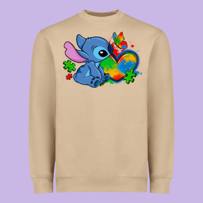 Autism Stitch Heart Heavyweight Sweatshirt Designed By Zillion Design Studio