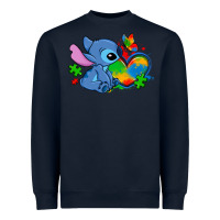 Navy autism stitch heart Heavyweight Sweatshirt - Zillion Design Studio