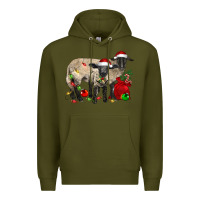 Army Green Christmas Suffolk Sheep And Baby Suffolk Sheep Premium Hoodie - LillyAllenDesigns