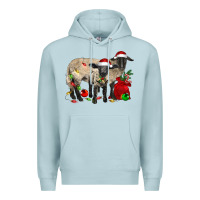 Blue Mist Christmas Suffolk Sheep And Baby Suffolk Sheep Premium Hoodie - LillyAllenDesigns