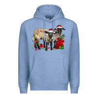 Colony Blue Christmas Suffolk Sheep And Baby Suffolk Sheep Premium Hoodie - LillyAllenDesigns