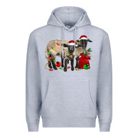 Heather Grey Christmas Suffolk Sheep And Baby Suffolk Sheep Premium Hoodie - LillyAllenDesigns