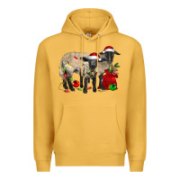 Mustard Christmas Suffolk Sheep And Baby Suffolk Sheep Premium Hoodie - LillyAllenDesigns