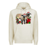 Oatmeal Heather Christmas Suffolk Sheep And Baby Suffolk Sheep Premium Hoodie - LillyAllenDesigns
