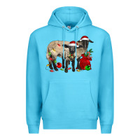 Ocean Blue Christmas Suffolk Sheep And Baby Suffolk Sheep Premium Hoodie - LillyAllenDesigns