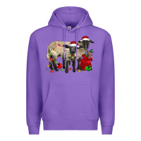 Purple Christmas Suffolk Sheep And Baby Suffolk Sheep Premium Hoodie - LillyAllenDesigns