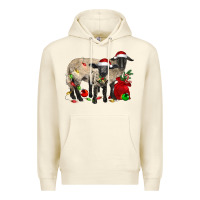 Sandshell Christmas Suffolk Sheep And Baby Suffolk Sheep Premium Hoodie - LillyAllenDesigns