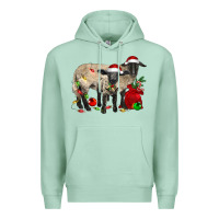 Seafoam Christmas Suffolk Sheep And Baby Suffolk Sheep Premium Hoodie - LillyAllenDesigns