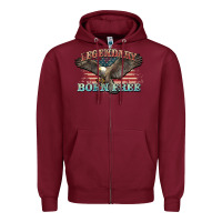 Burgundy legendary born free eagle Zipper Hoodie - NancyCooperArtShop