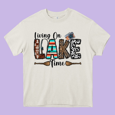 Living On Lake Time Heavy Core Tee Designed By Cowhidedigitalart