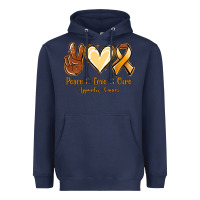 Navy Peace love cure Appendix Cancer Heavyweight Hoodie - NancyCooperArtShop