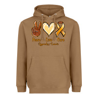 Toasted Coconut Peace love cure Appendix Cancer Heavyweight Hoodie - NancyCooperArtShop