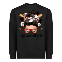 Black baseball life messy bun Heavyweight Sweatshirt - Zillion Design Studio