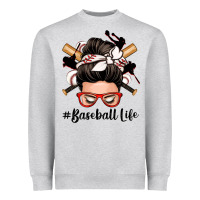 Heather Grey baseball life messy bun Heavyweight Sweatshirt - Zillion Design Studio