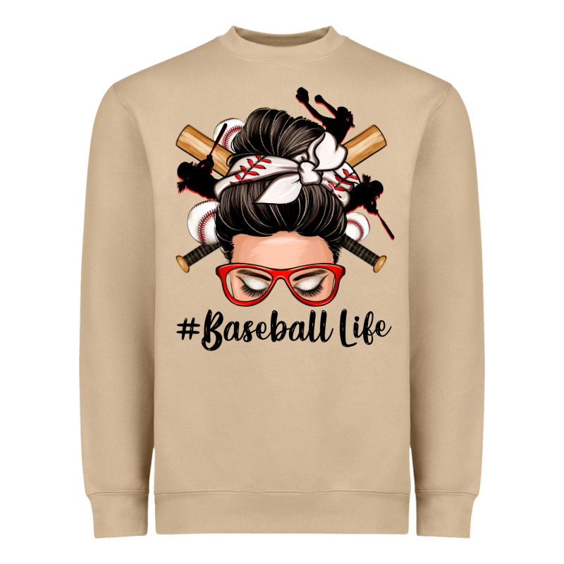 Baseball Life Messy Bun Heavyweight Sweatshirt by Zillion Design Studio | Teevron