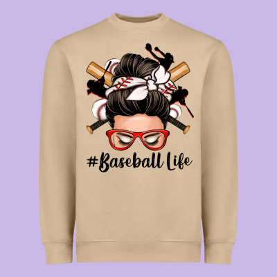 Baseball Life Messy Bun Heavyweight Sweatshirt Designed By Zillion Design Studio