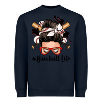 Navy baseball life messy bun Heavyweight Sweatshirt - Zillion Design Studio
