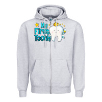 Heather Grey my first tooth tooth fairy Zipper Hoodie - Jasminsmagicworld