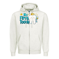Oatmeal Heather my first tooth tooth fairy Zipper Hoodie - Jasminsmagicworld