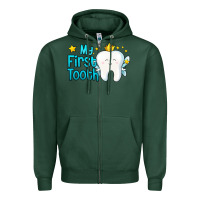 Sports Green my first tooth tooth fairy Zipper Hoodie - Jasminsmagicworld