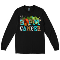 Black happy camper with trees and map Long Sleeve Tee - AdoDesignShop