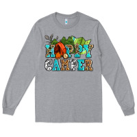 Heather Grey happy camper with trees and map Long Sleeve Tee - AdoDesignShop