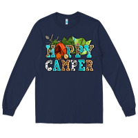 Navy happy camper with trees and map Long Sleeve Tee - AdoDesignShop