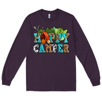 Plum happy camper with trees and map Long Sleeve Tee - AdoDesignShop
